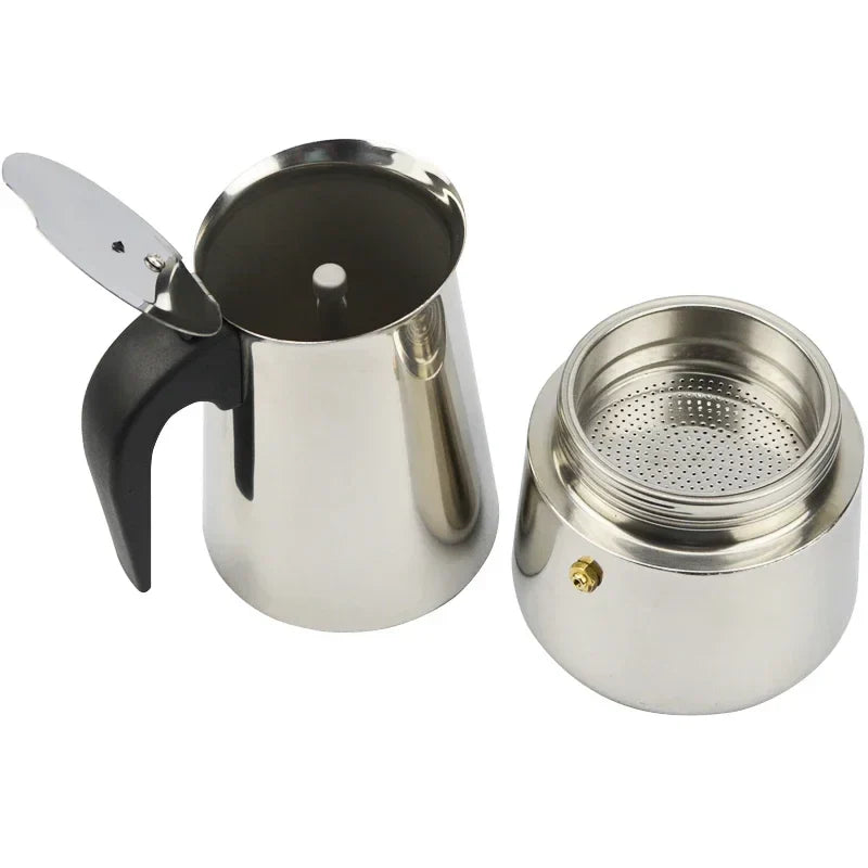 9 Cup Stainless Steel Coffee Maker Moka Pot Stovetop Espresso Maker Silver-2