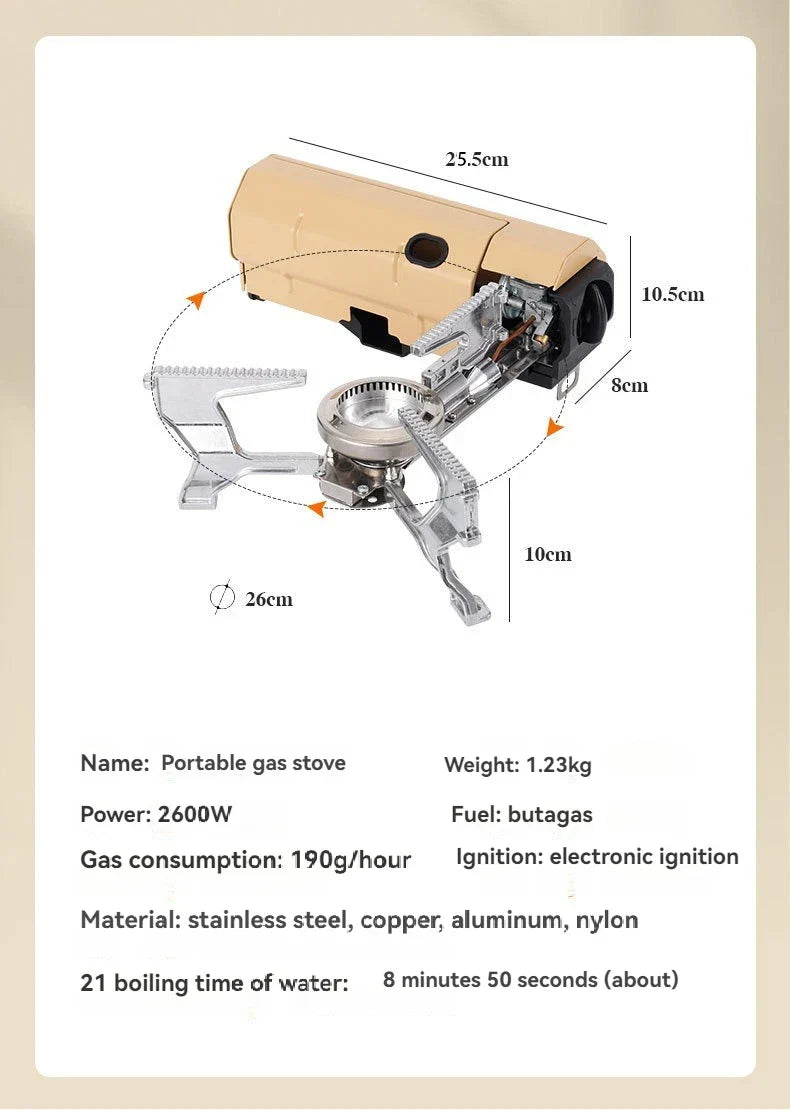 Portable Folding Gas Stove Cassette Butane Camping Burner Khaki-3